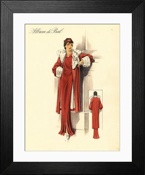 Framed Print : Evening ensemble dress and coat of velours chiffon, 1935 Framed Print : Evening ensemble dress and coat of velours chiffon, 1935
