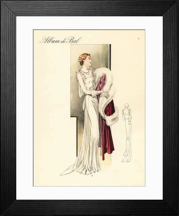Framed Print : Evening robe in satin cuit, 1935 Framed Print : Evening robe in satin cuit, 1935