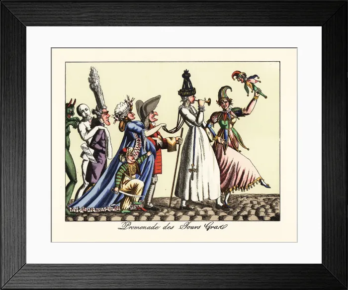 Framed Print : Masquerade procession with commedia dell'arte figures Framed Print : Masquerade procession with commedia dell'arte figures