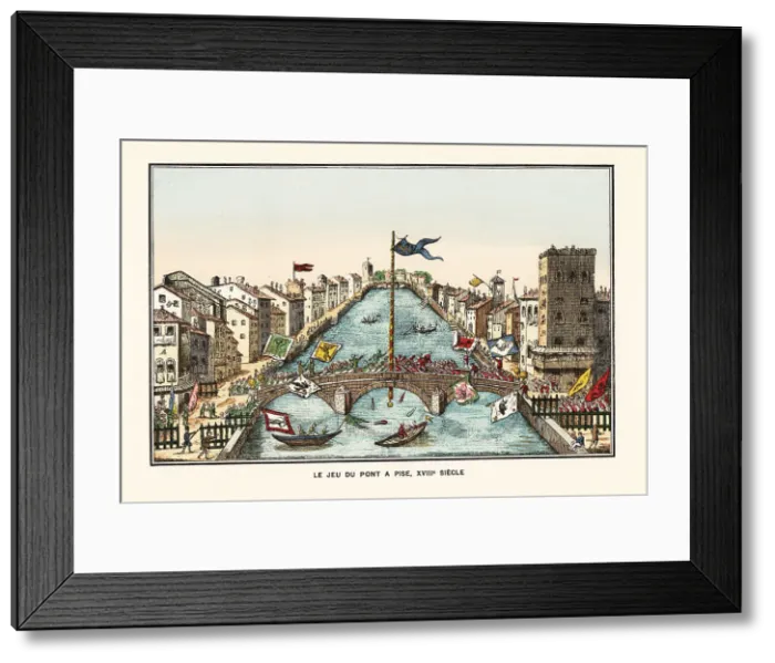 Framed Print : Game of the Bridge, Pisa, Italy, 18th century Framed Print : Game of the Bridge, Pisa, Italy, 18th century