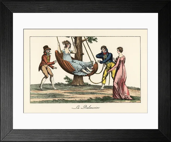 Framed Print : Merveilleuse in a swing, Directoire era Framed Print : Merveilleuse in a swing, Directoire era