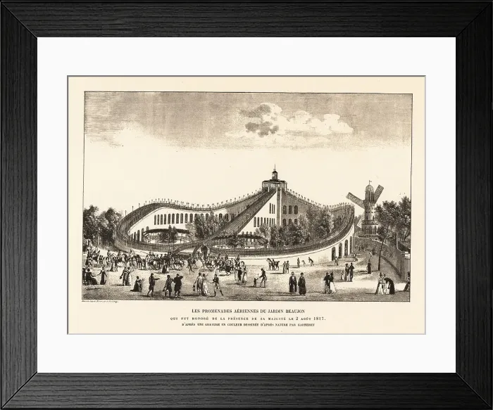 Framed Print : Roller coasters in the Beaujon Gardens, Paris, 1817 Framed Print : Roller coasters in the Beaujon Gardens, Paris, 1817