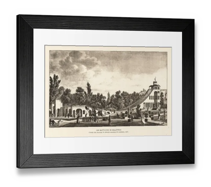 Framed Print : View of the giant roller coaster in Belleville in Paris, 1817 Framed Print : View of the giant roller coaster in Belleville in Paris, 1817