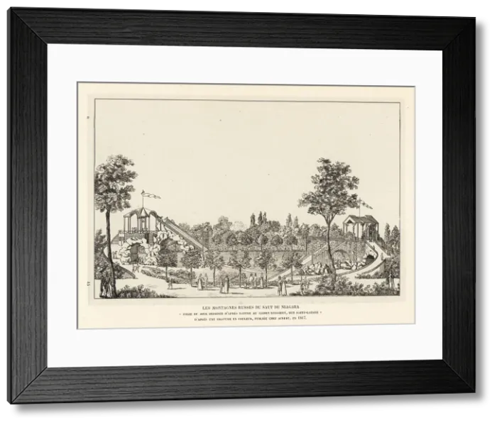 Framed Print : The roller coaster in the Ruggieri Gardens, Paris, 1817 Framed Print : The roller coaster in the Ruggieri Gardens, Paris, 1817