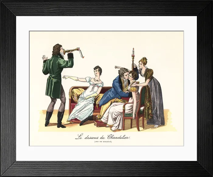 Framed Print : Fashionable people playing the game of the Candlestick Base Framed Print : Fashionable people playing the game of the Candlestick Base