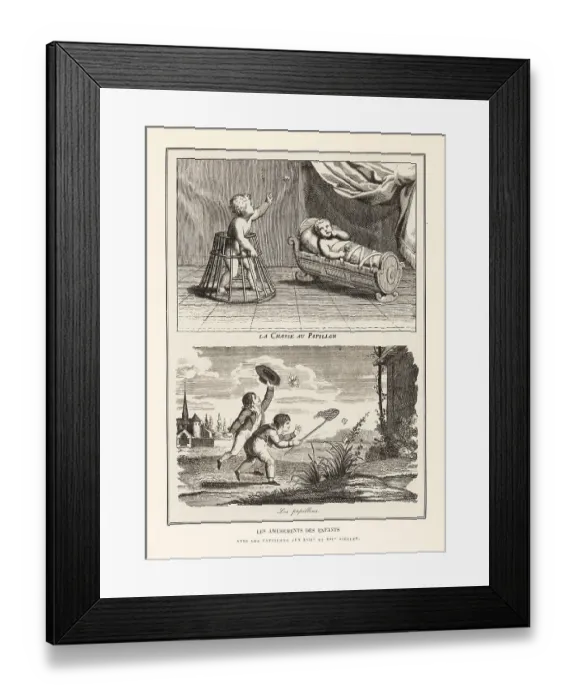 Framed Print : Children playing games with butterflies Framed Print : Children playing games with butterflies