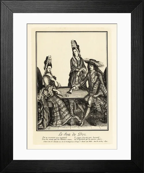 Framed Print : Aristocrats playing a game of dice, 17th century Framed Print : Aristocrats playing a game of dice, 17th century