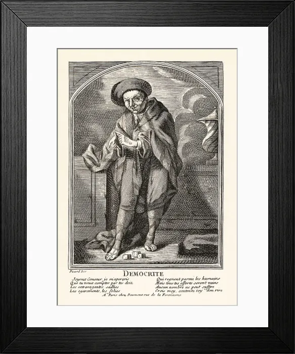 Framed Print : Portrait of Democritus with dice at his feet, 18th century Framed Print : Portrait of Democritus with dice at his feet, 18th century