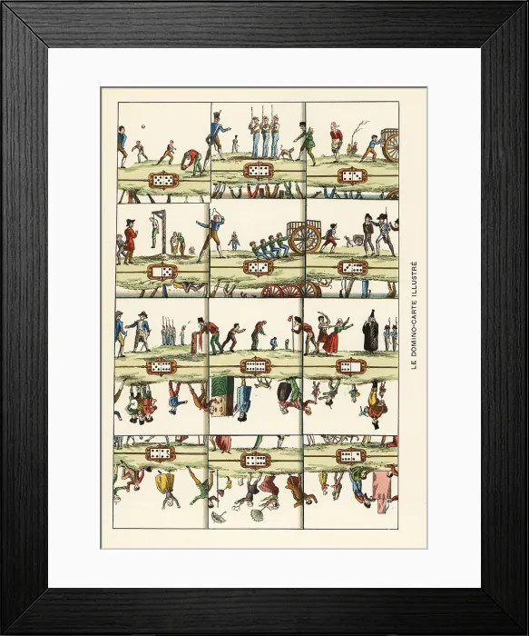 Framed Print : An illustrated set of domino cards. 19th century Framed Print : An illustrated set of domino cards. 19th century