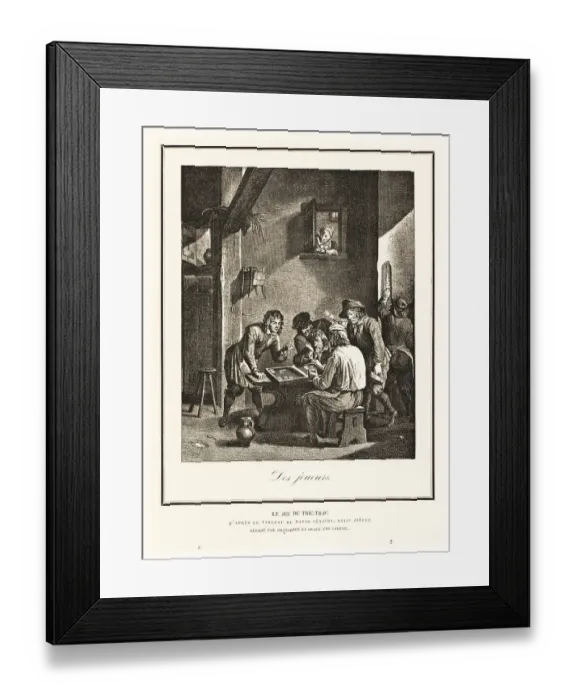 Framed Print : Men playing the game of trictrac, 17th century Framed Print : Men playing the game of trictrac, 17th century