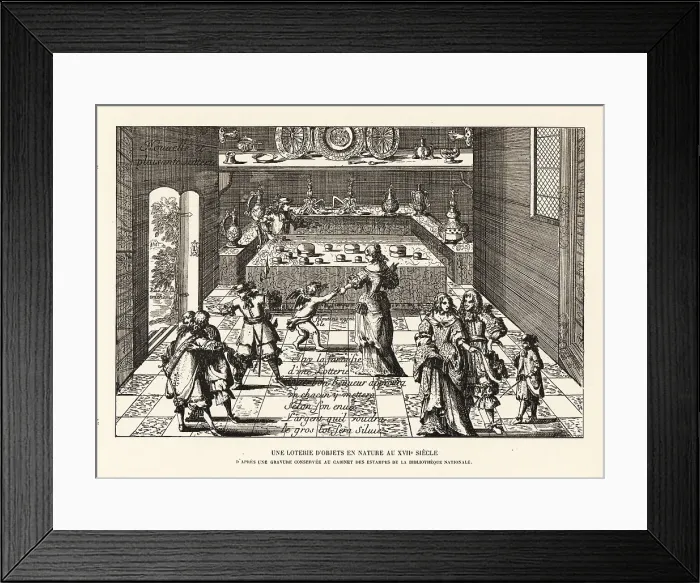 Framed Print : A free lottery for prizes organized by King Louis XIV, 1685