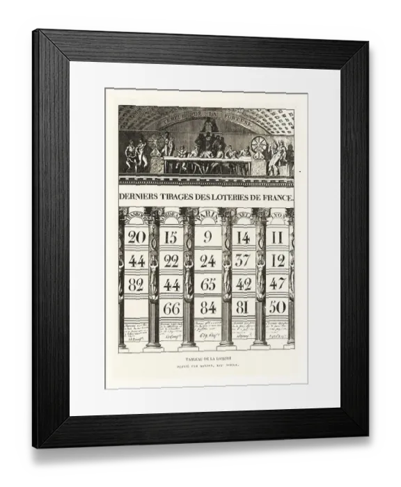 Framed Print : Table of latest winning lottery numbers in France, 1815 Framed Print : Table of latest winning lottery numbers in France, 1815