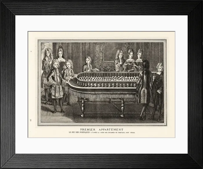 Framed Print : King Louis XIV and family playing bagatelle, Versailles, 1694 Framed Print : King Louis XIV and family playing bagatelle, Versailles, 1694