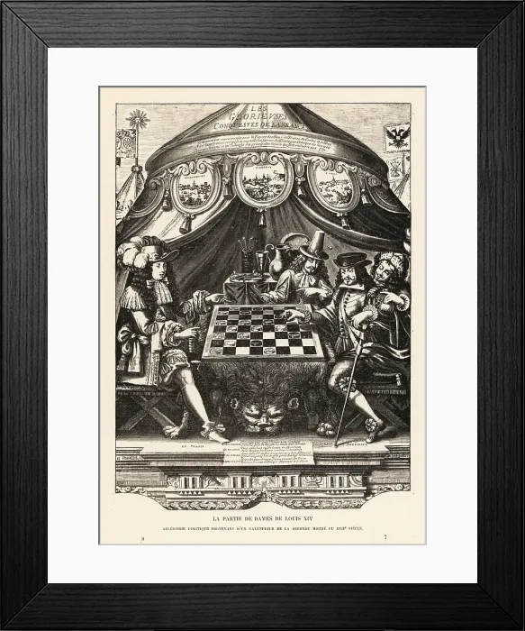 Framed Print : Allegory of European politics as a game of draughts, 17th centur Framed Print : Allegory of European politics as a game of draughts, 17th centur