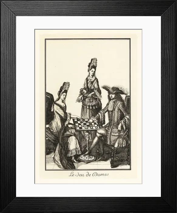 Framed Print : French aristocrats playing a game of draughts Framed Print : French aristocrats playing a game of draughts