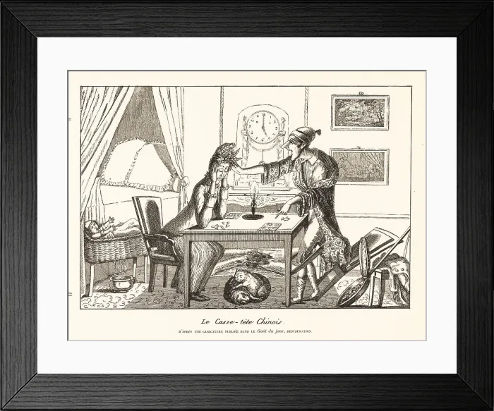 Framed Print : French woman addicted to the game of Tangram, 1818 Framed Print : French woman addicted to the game of Tangram, 1818