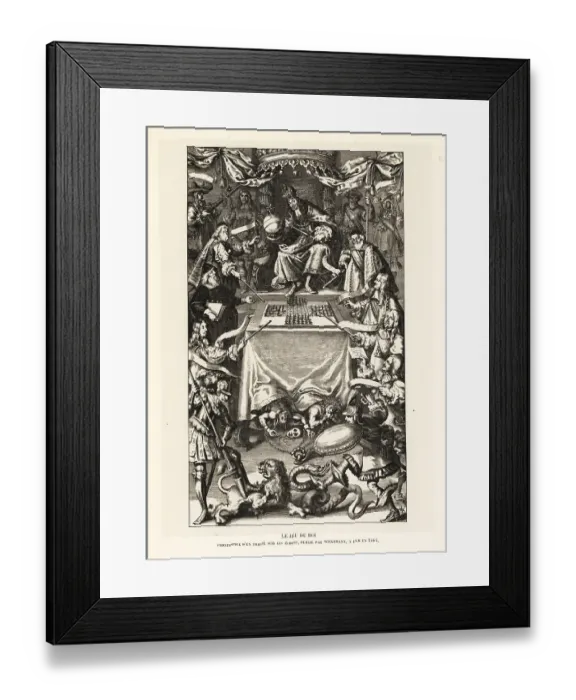 Framed Print : Allegorical print showing a game of four-handed chess Framed Print : Allegorical print showing a game of four-handed chess