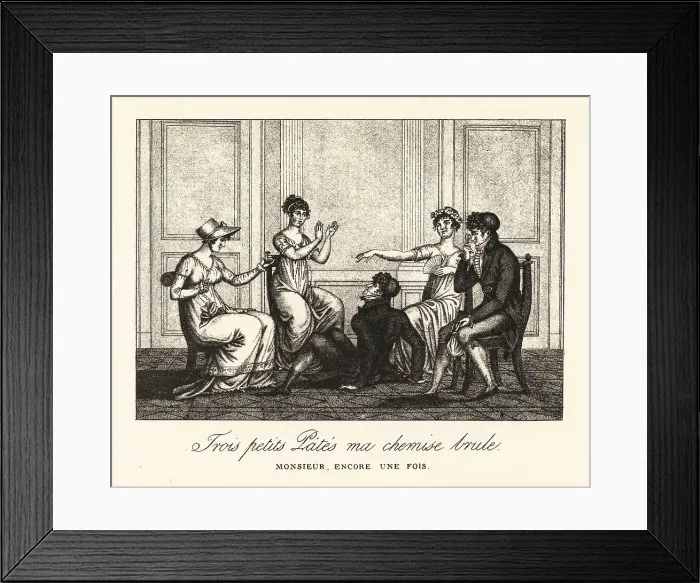 Framed Print : Fashionable people playing the party game of Three Little Pats Framed Print : Fashionable people playing the party game of Three Little Pats