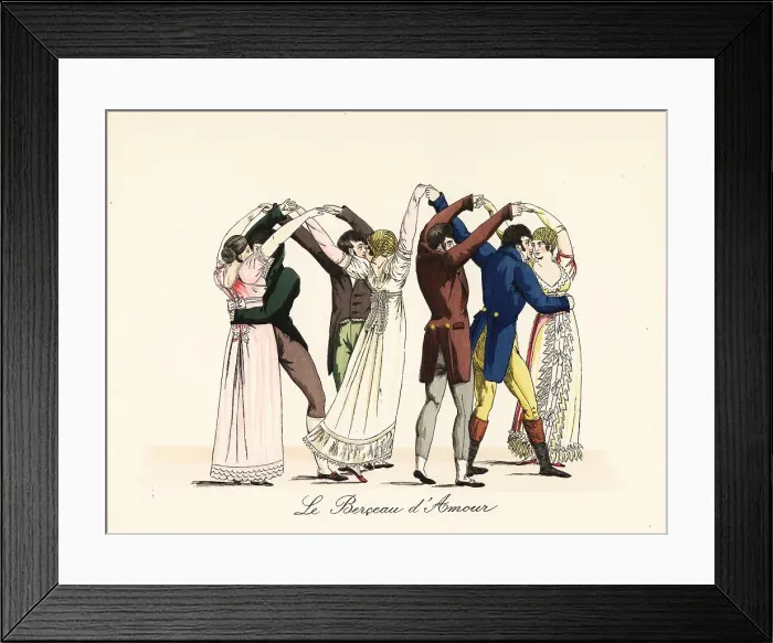 Framed Print : Gentlemen and ladies playing the kissing game, Cradle of Love Framed Print : Gentlemen and ladies playing the kissing game, Cradle of Love