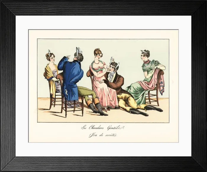 Framed Print : Fashionable people playing the party game, Gentle Knight Framed Print : Fashionable people playing the party game, Gentle Knight