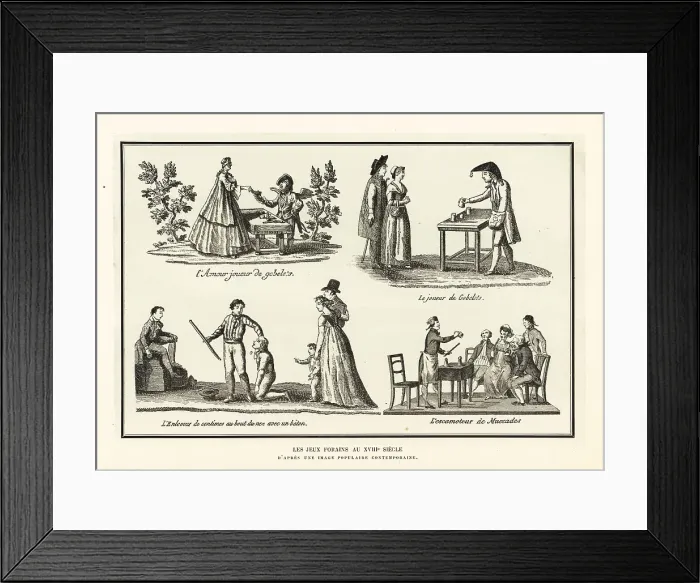 Framed Print : Street entertainers and their games, 18th century