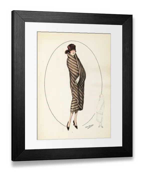 Framed Print : Fashionable woman in cloche hat and mink cape, 1926 Framed Print : Fashionable woman in cloche hat and mink cape, 1926