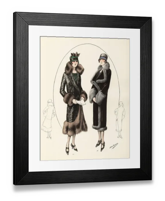 Framed Print : Fashionable women in cloche hats and fur coats, 1926 Framed Print : Fashionable women in cloche hats and fur coats, 1926