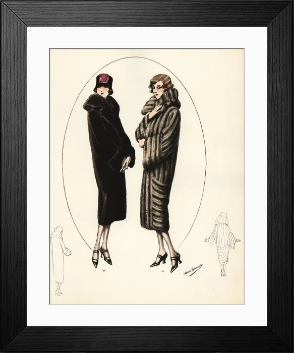 Framed Print : Fashionable women in luxurious fur coats, 1926 Framed Print : Fashionable women in luxurious fur coats, 1926