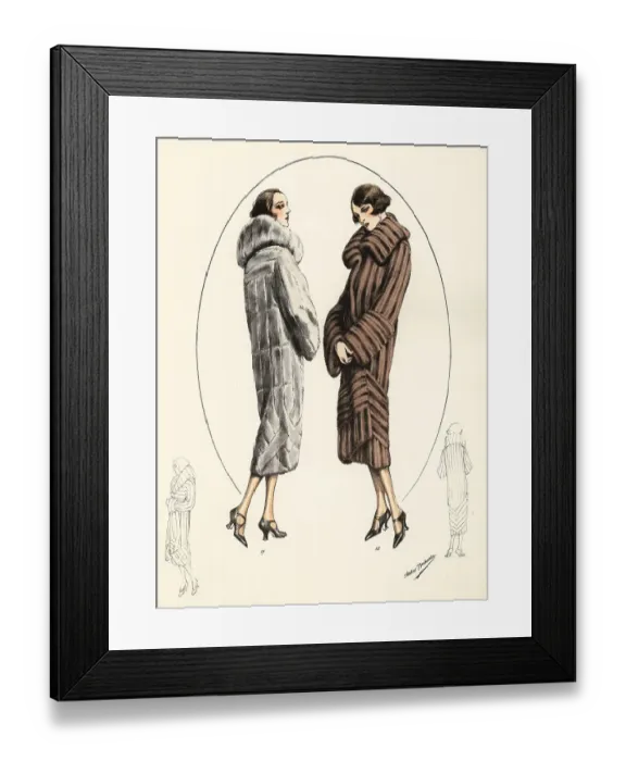 Framed Print : Fashionable women in bob haircuts and fur coats, 1926 Framed Print : Fashionable women in bob haircuts and fur coats, 1926