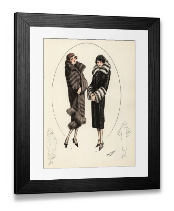 Framed Print : Fashionable women in bob haircuts and fur coats, 1926 Framed Print : Fashionable women in bob haircuts and fur coats, 1926