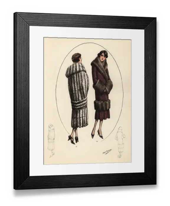 Framed Print : Fashionable women in bob haircuts and fur coats, 1926 Framed Print : Fashionable women in bob haircuts and fur coats, 1926