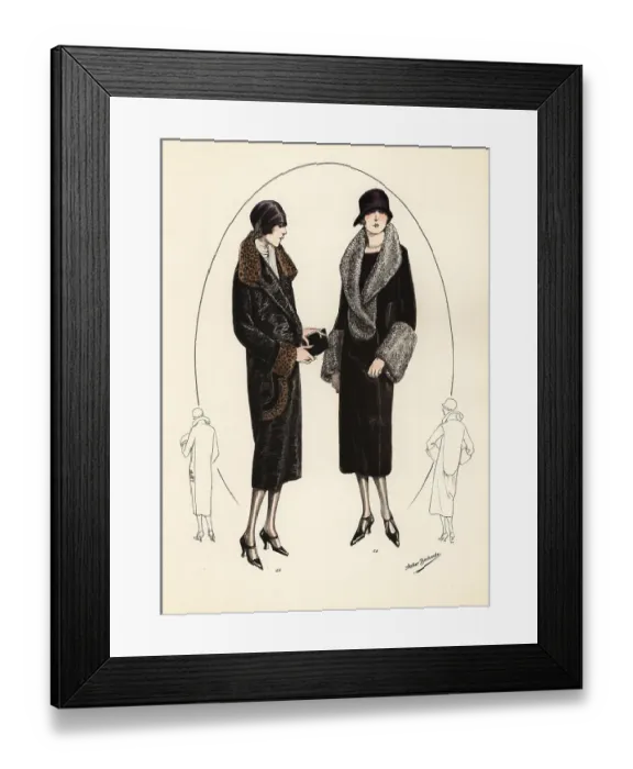 Framed Print : Fashionable women in cloche hats and fur coats, 1926 Framed Print : Fashionable women in cloche hats and fur coats, 1926