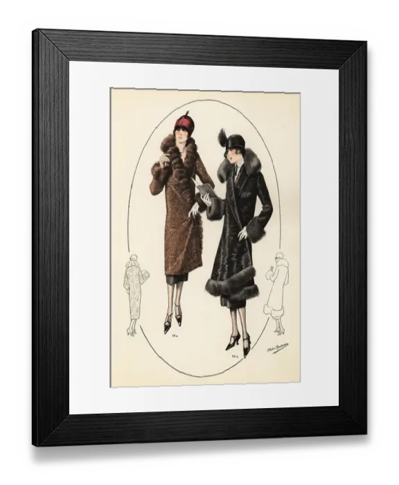 Framed Print : Fashionable women in cloche hats and fur coats, 1926 Framed Print : Fashionable women in cloche hats and fur coats, 1926