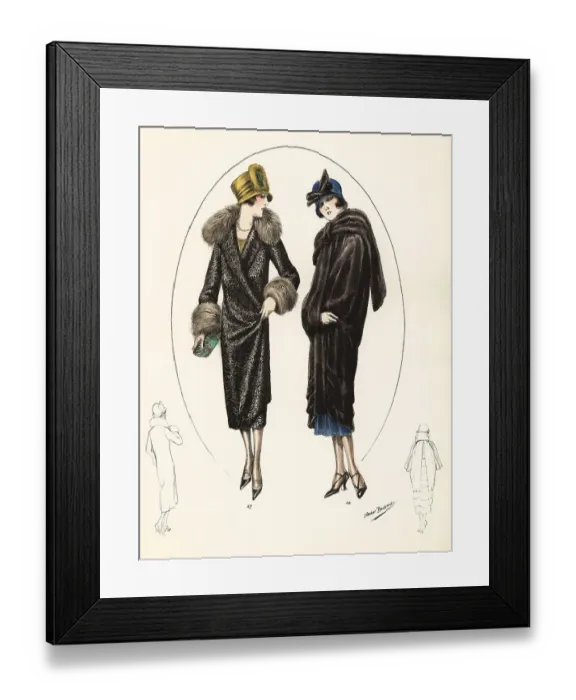 Framed Print : Fashionable women in cloche hats and fur coats, 1926 Framed Print : Fashionable women in cloche hats and fur coats, 1926
