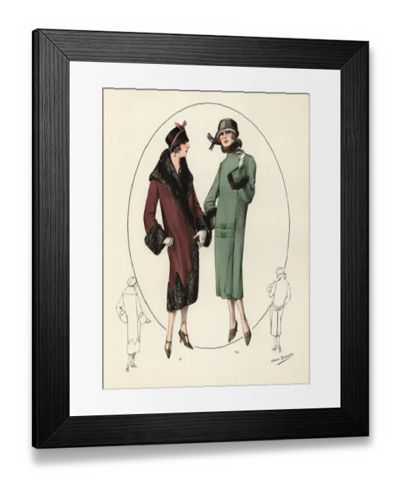 Framed Print : Fashionable women in cloche hats and fur coats, 1926 Framed Print : Fashionable women in cloche hats and fur coats, 1926