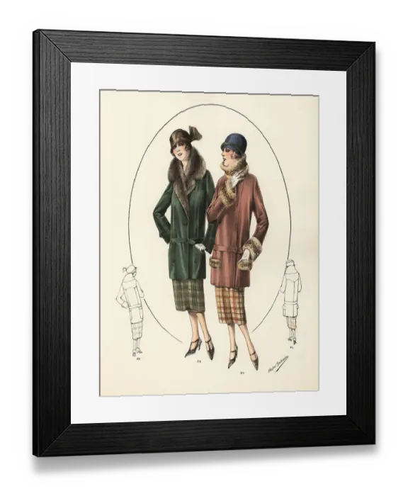 Framed Print : Fashionable women in cloche hats and sports suits, 1926 Framed Print : Fashionable women in cloche hats and sports suits, 1926