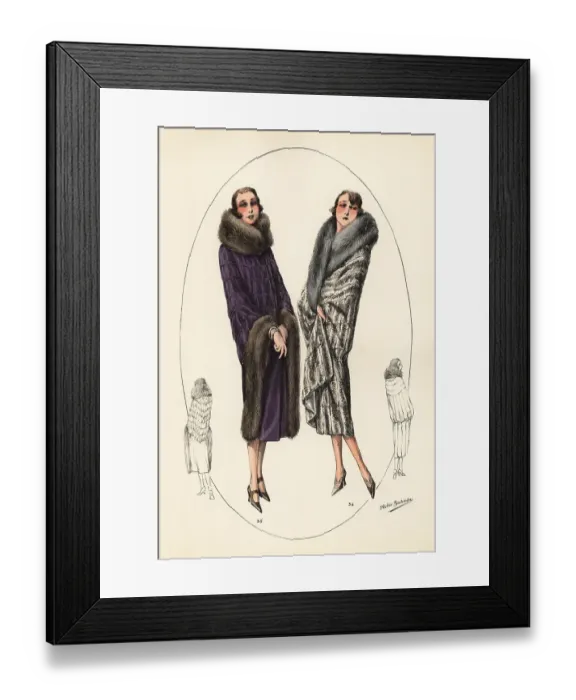 Framed Print : Fashionable women in bob haircuts and fur coats, 1926 Framed Print : Fashionable women in bob haircuts and fur coats, 1926