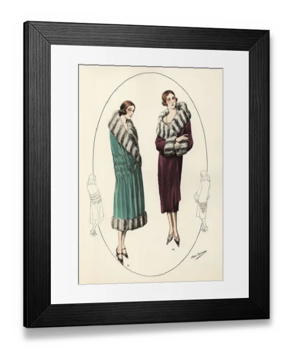 Framed Print : Fashionable women in bob haircuts and fur coats, 1926 Framed Print : Fashionable women in bob haircuts and fur coats, 1926