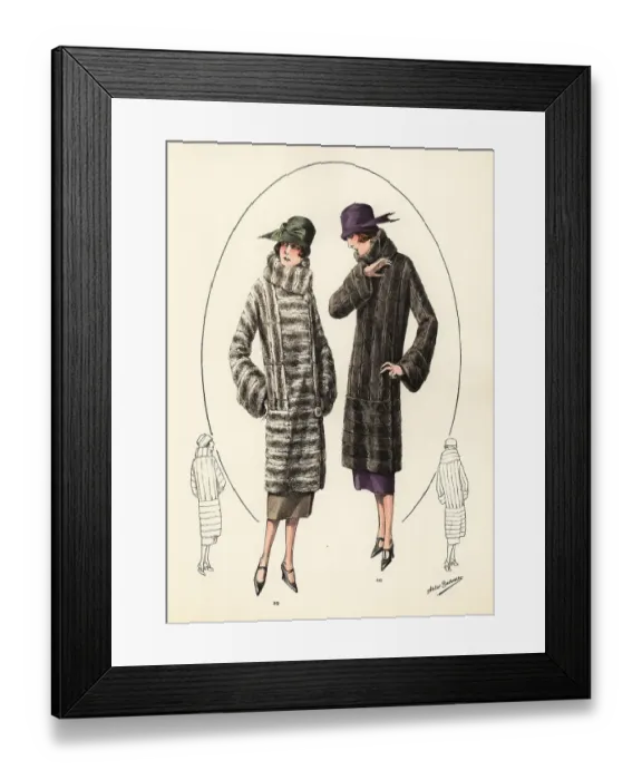 Framed Print : Fashionable women in cloche hats and fur coats, 1926 Framed Print : Fashionable women in cloche hats and fur coats, 1926