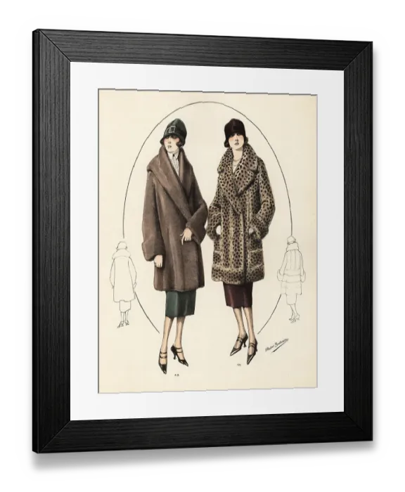 Framed Print : Fashionable women in cloche hats and fur coats, 1926 Framed Print : Fashionable women in cloche hats and fur coats, 1926