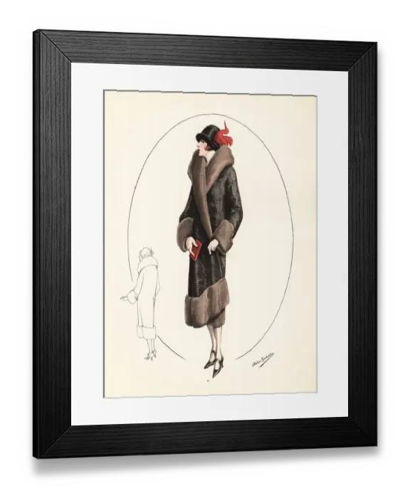 Framed Print : Fashionable woman in cloche hat and lambswool coat, 1926 Framed Print : Fashionable woman in cloche hat and lambswool coat, 1926