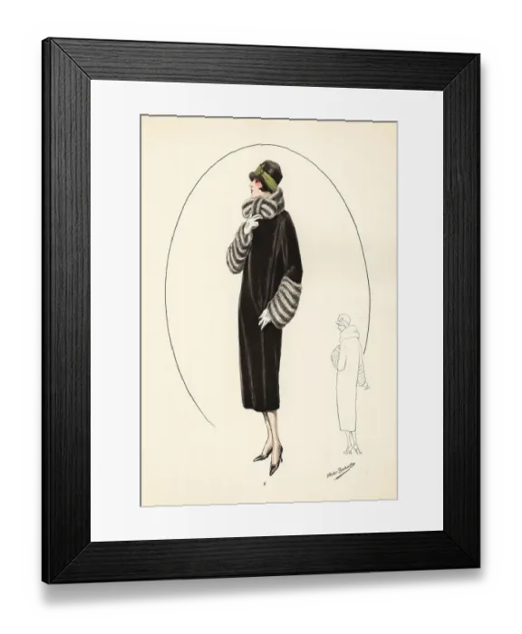Framed Print : Fashionable woman in cloche hat and otter-skin coat, 1926 Framed Print : Fashionable woman in cloche hat and otter-skin coat, 1926