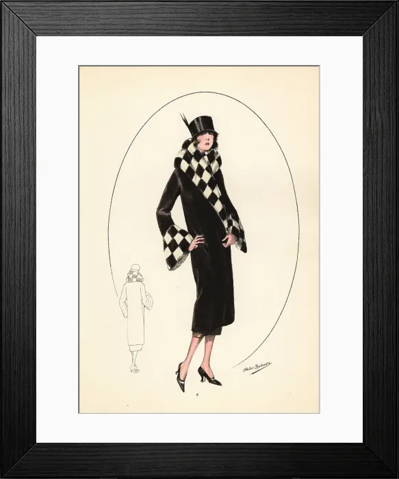 Framed Print : Fashionable woman in top hat and otter-skin coat, 1926 Framed Print : Fashionable woman in top hat and otter-skin coat, 1926