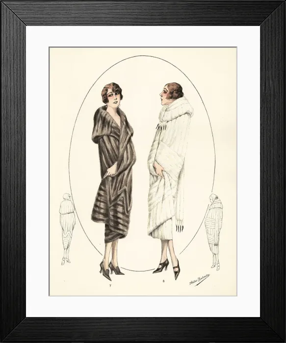 Framed Print : Fashionable women in short bobs and fur coats, 1926 Framed Print : Fashionable women in short bobs and fur coats, 1926