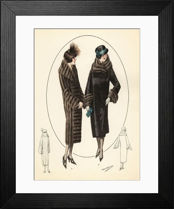 Framed Print : Fashionable women in cloche hats and fur coats, 1926 Framed Print : Fashionable women in cloche hats and fur coats, 1926