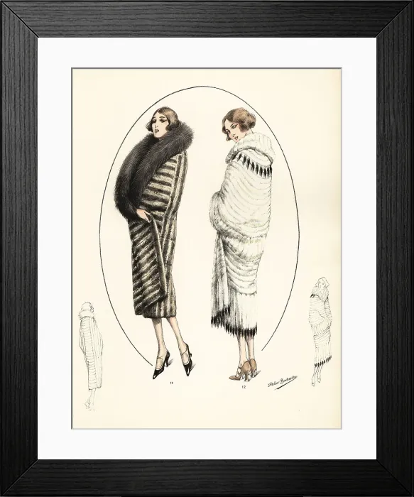 Framed Print : Fashionable women in curly bob cuts and fur coats, 1926 Framed Print : Fashionable women in curly bob cuts and fur coats, 1926