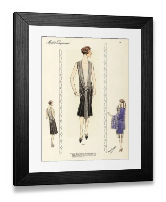 Framed Print : Black chiffon evening dress and velvet coat Framed Print : Black chiffon evening dress and velvet coat