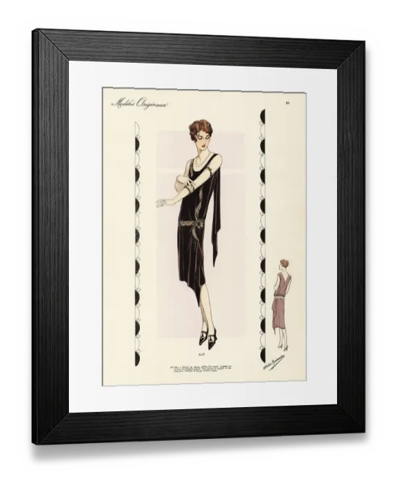 Framed Print : Dancing frock in black velvet chiffon with crossed back Framed Print : Dancing frock in black velvet chiffon with crossed back