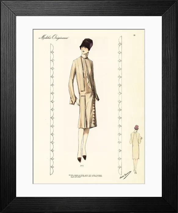 Framed Print : Coat dress of kasha wool with coloured satin ornaments Framed Print : Coat dress of kasha wool with coloured satin ornaments