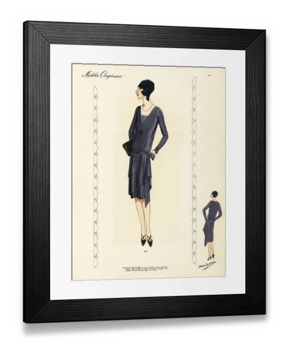 Framed Print : Afternoon dress of purple crepe marocain Framed Print : Afternoon dress of purple crepe marocain